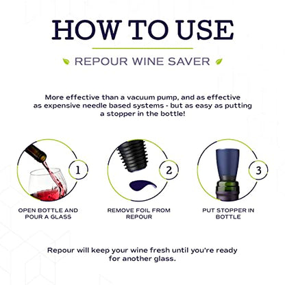 Repour Wine Saver and Stopper - Removes Oxygen, Preserving and Keeping Wine As Fresh As The Day The Bottle Was Opened - 24-Pack - Black - color: Black, size: 24-Pack