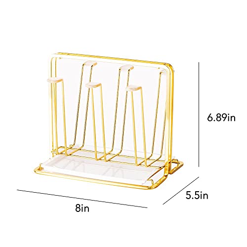 Metal Cup Drying Rack with 6 Hooks | Bottle Drying Rack with Drain Tray,Coffee Mug Holder,Mug Organizer Golden - color: Gold