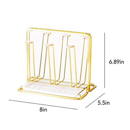 Metal Cup Drying Rack with 6 Hooks | Bottle Drying Rack with Drain Tray,Coffee Mug Holder,Mug Organizer Golden - color: Gold