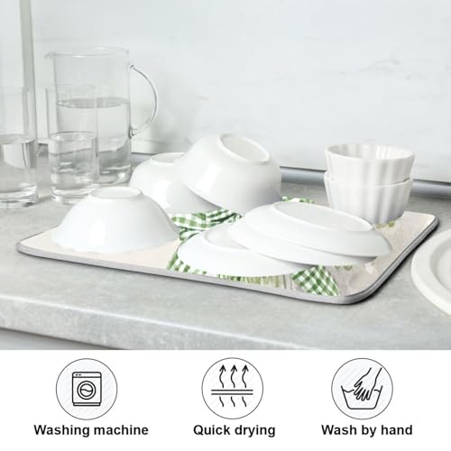 Kcldeci Dish Drying Mat for Kitchen Counter, Clovers in A Mason Jar Absorbent Dish Drainer Dish Drying Pad for Countertops,Sinks,Draining Racks 18x24in - size: 18x24in