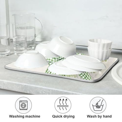 Kcldeci Dish Drying Mat for Kitchen Counter, Clovers in A Mason Jar Absorbent Dish Drainer Dish Drying Pad for Countertops,Sinks,Draining Racks 18x24in - size: 18x24in