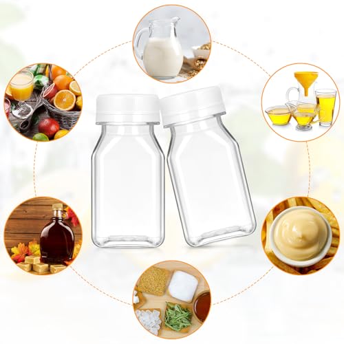 Gerrii 75 Pcs 4 oz Plastic Juice Bottles with Lid Small Reusable Clear Bottles with Caps Containers Bulk, Freezer Safe, Leakproof for Milk Smoothies Drinking Fridge (White) - color: White