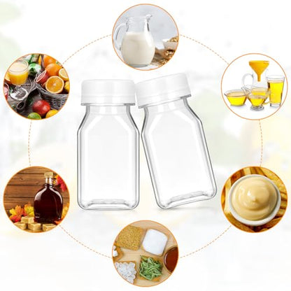 Gerrii 75 Pcs 4 oz Plastic Juice Bottles with Lid Small Reusable Clear Bottles with Caps Containers Bulk, Freezer Safe, Leakproof for Milk Smoothies Drinking Fridge (White) - color: White