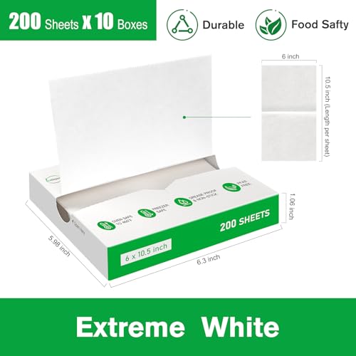 EcoDispose 2000 Count 6" x 10-1/2" Precut Pop Up Deli Paper Sheets, Interfolded Heavy Duty Oil-Resistant White Paper for Bakery, Food Wrap, Serving, Oven, Air Fryer & Microwave - color: White, size: 6"x10.5"inch