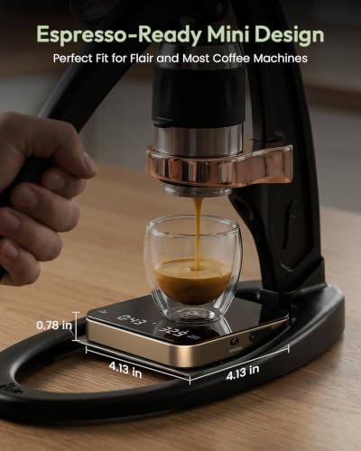 Maestri House S2 Espresso Coffee Scale with Timer, USB-C Rechargeable 2kg/0.1g Precision Shot Scale, Digital Scale for Espresso Brewing(Black & Gold) - color: Black&Gold