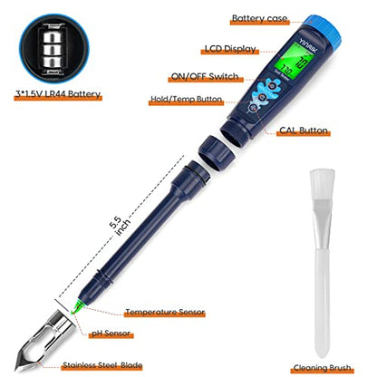 Digital pH Tester for Soil, Soil pH Test Kit for Indoor Potted Plants, Professional pH Meter for Soil and Water, Measuring Soil pH for Garden, Grass,Lawn, Greenhouse,Outdoor,Farming, Yard Use - style: Digital Soil pH Meter
