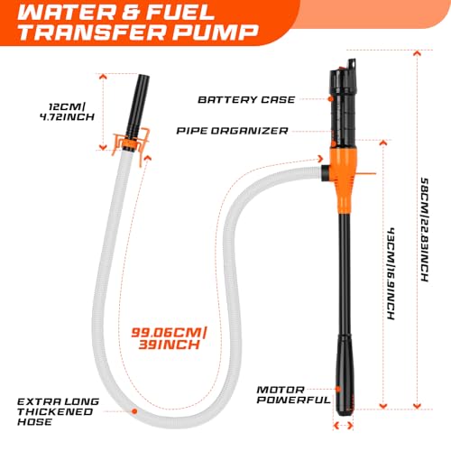 Portable Fuel Transfer Pump with 47" Hose-High Flow Hand Fuel Pump, Battery Powered Siphon Pump for Gasoline Mechanical Fuel Pumps Universal Fit for Gasoline, Vehicles, Fuel,Water Transfer（Amber） - color: 1 Pack of 1 Amber
