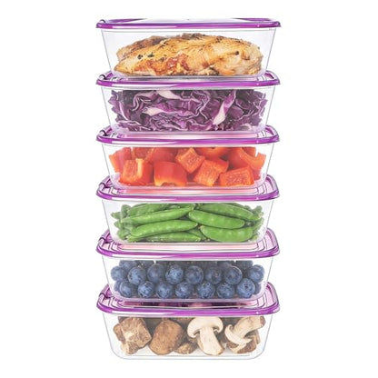 KIGI Plastic Food Containers, Snap-on Lids, BPA-Free, Vented & Microwave Safe for Leftovers, Stackable, Lightweight & Portable for on-the-go (5.4 Cup 6 PACK) - size: 5.4 Cup | 44 OZ