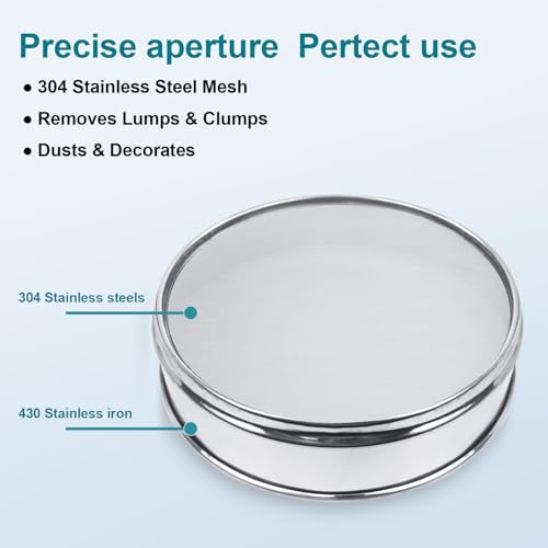 304 Stainless Steel Mesh Lab Sieve, 100 Mesh (0.15mm) Aperture Test Sieve, 7.9Inch(20cm) Diameter Economy Standard Analysis Sample Test Sieves for Industrial Laboratory Homes - size: 100Mesh(0.15mm)/Ф7.9in