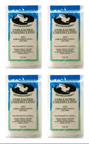 Beyond Gourmet Extra-fine Unbleached Cheesecloth, 100-Percent Cotton, Chlorine Free, 2-Square Yards, 18-Square Feet, Set of 4