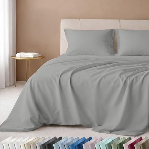 California Design Den Twin Sheet Set - 100% Cotton, Luxury 600 Thread Count Deep Pocket Twin Sheets, Soft Durable Bedding with Sateen Weave - Light Grey - color: 09 - Light Grey, size: Twin