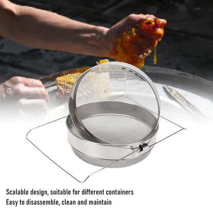 Cryfokt Honey Strainer, Stainless Steel Double Sieve Honey Filter with Expandable Mesh Screen for 5 Gallon Bucket Beekeeping Equipment