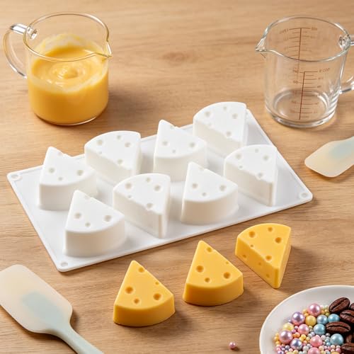 8 Cavity Cheese Shaped Silicone Chocolate Molds | For Candy Chocolate Cake Decoration