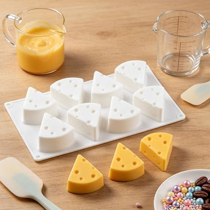 8 Cavity Cheese Shaped Silicone Chocolate Molds | For Candy Chocolate Cake Decoration