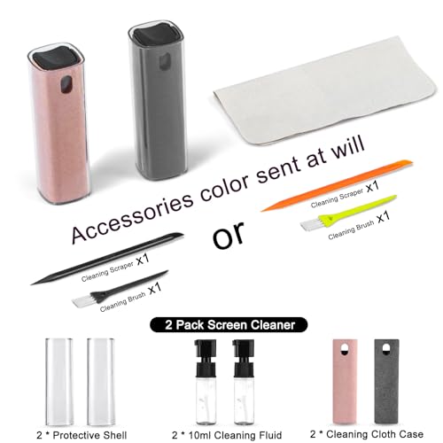 2 Pack Screen Cleaner Spray and Wipe for Laptop Monitor and Car Screens, Phone Touchscreen Mist Cleaning Kit for Cellphone, Tablet, PC, Computer, LCD, Eyeglass, iPhone, iPad, Mac Pro - Grey and Pink - color: Grey, Pink