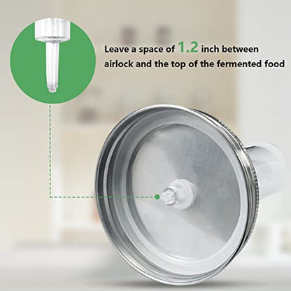 Artcome 28 Pcs Fermentation Kit-5 Stainless Steel Fermentation Lids, 5 Glass Weights, 5 Airlocks, 6 Silicone Rings, 6 Silicone Grommet, 1 Silicone Tong for Wide Mouth Mason Jar(Jars Not Included)