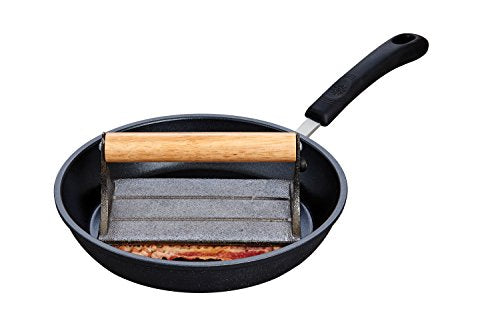 HIC Kitchen Bacon Press, Heavyweight Cast Iron, Rectangular With Wood Handle, For Stovetop Grill And Griddle - size: 6.75 x 4 x 3.25 inches, style: Rectangle