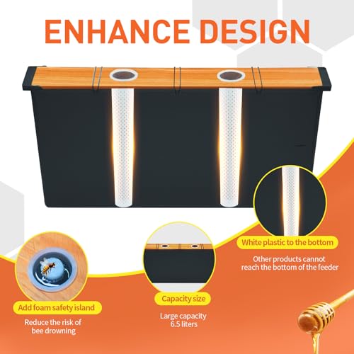 2 Pack 6.5L Bee Pro Feeder,Beeswax-Treated Wood,Feeder Beehive Frame,Bee Feeders for Hives,Beehive Frame for Feeding Deep Frame,Beekeeping Supplies,All eginners and Professional Beekeepers
