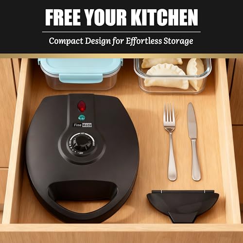 FineMade Electric Empanada Maker Machine with Press Mold, Large Dumpling Maker, Pierogi Maker Press Machine, Make 4 Psc of 6 Inches Large Empanadas, Jamaican Beef Patties,Calzones, Pocket Pies - style: Empanada maker