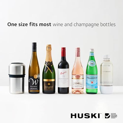 Huski Wine Chiller | Award Winning Iceless Design | Keeps Wine Cold up to 6 Hours | Next Generation Ice Bucket | Fits Some Champagne Bottles | for Wine Lovers (Pink) - color: Powder Pink