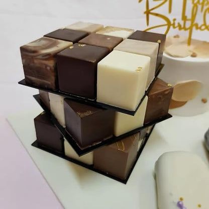 OCPO Kitchen 3D Cube Silicone Mold for Baking Mousse Cake, Square Baking Molds for Chocolate Candy Pastry Truffle Cupcake Jelly Cookie Pudding, Square Shape (15-Cavity) - style: Small Cube (15-Cavity)