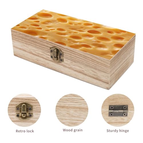 Cheese Texture Wooden Storage Box with Hinged Lid And Front Clasp Large Keepsake Box
