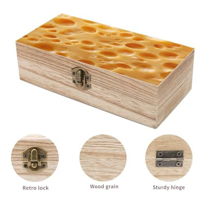 Cheese Texture Wooden Storage Box with Hinged Lid And Front Clasp Large Keepsake Box