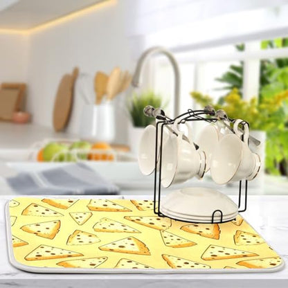 Dish Drying Mat for Kitchen Counter Brown Spots Cartoon Cheese Absorbent Drying Dish Mat 18×24 inch Dish Rack Pad Coffee Mat for Sink Dishes Under Rack - size: 18x24in