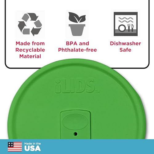Wide-Mouth Mason Jar Drink Lid - USA Made, BPA-Free, Spill-Resistant for Coffee, Cold Brew & Iced Tea - Fits 3 3/8 in Ball & Kerr Wide Mouth - Pack of 2 - color: Grass Green