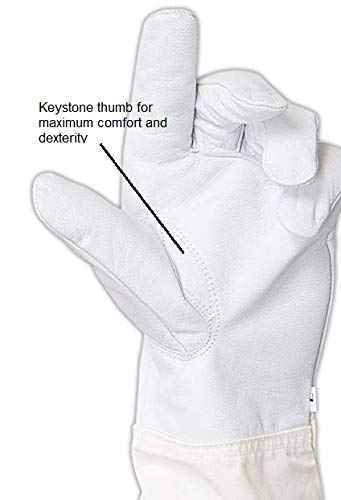 Goatskin Leather Beekeeper's Glove with Long Canvas Sleeve & Elastic Cuff. Keystone thumb and dexterity (X-Large) - size: X-Large (Pack of 1)