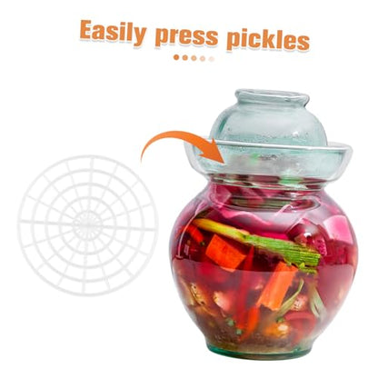 Ipetboom 5pcs Pickling Jar Press Tool with Round Mesh Strainer Efficient Vegetable Fermenting Presser for Kimchi and Sauerkraut Quick Canning Supplies for Home Fermentation