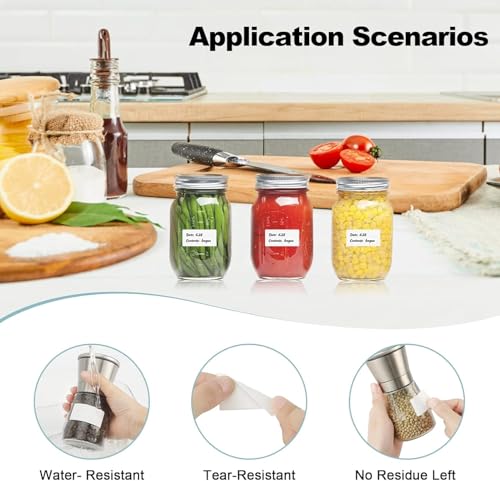 200pcs Removable Freezer Labels, 1.6 x 0.8 Inch (40×20mm) Blank Food Storage Stickers, Water Oil and Tear Resistant, No Residue Lables for Jars Bottle, Kitchen, Meal Prep - size: 1.6 x 0.8 Inch(200pcs)