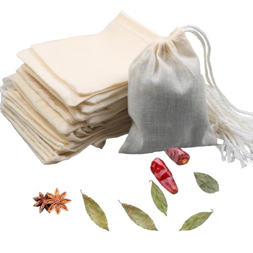 10Pcs Reusable Tea Filter Bag, Soup, Bone Broth Brew, Spice, Muslin Strainer, Natural Unbleached Cotton Cheesecloth Bags for Cold Brew Coffee (3x4inch) - size: 3 x 4 inches