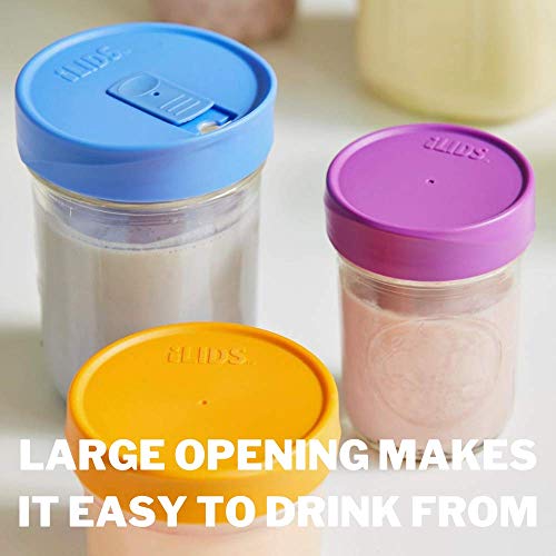 Wide-Mouth Mason Jar Drink Lid - USA Made, BPA-Free, Spill-Resistant for Coffee, Cold Brew & Iced Tea - Fits 3 3/8 in Ball & Kerr Wide Mouth - Pack of 2 - color: Black