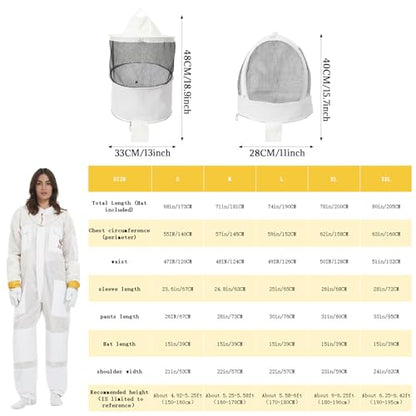 ANDES 3-Layer Mesh Ventilated Bee Suit with 2 Veils & Goatskin Gloves,S | Professional Full Body Sting-Proof Beekeeper Suit, Unisex for Beginners & Commercial Beekeepers - size: Small