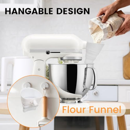Silicone Flour Funnel for Stand Mixers, Mess-Free Pouring Ring for Baking Ingredients, Flexible Food-Grade Silicone, Dishwasher Safe,Blue