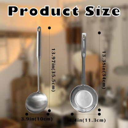 Stainless Steel Spoon and Slotted Spoon Set (2-Piece),Scoop Spoon,Skimmer Ladle Tool Set - size: Large