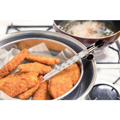 HIC Kitchen Roasting Deep Fry Candy Jelly Thermometer, Easy-Read Glass Tube with Protective Sheath and Temperature Guide - size: 8.5-Inches, style: Deep Fry, Glass, 8.5 Inches