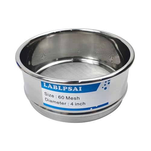 60 Mesh Lab Sieves 4" Diameter 304 Stainless Steel Wire Cloth Test Sieve for Industrial Laboratory Home - size: 60 mesh