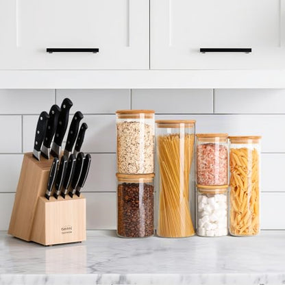 ComSaf Glass Storage Jars 6 Pack, Pasta Containers, Pantry Organization | Tall Glass Jar, Pasta Containers Storage Set of 6 (2Qt/1.1Qt/1Qt*2/0.5Qt*2), Glass Pantry Storage, Spaghetti Jar, BPA Free
