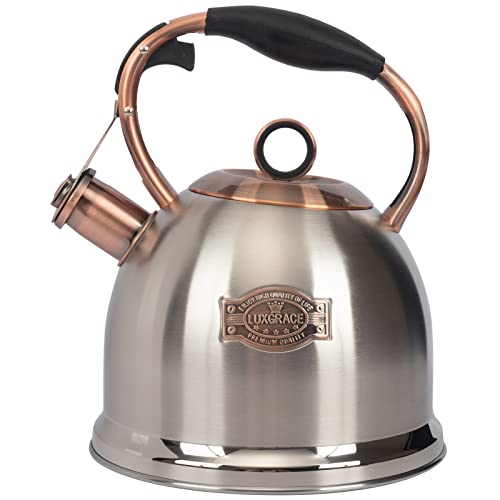 Whistling Stovetop Tea Kettle Food Grade Stainless Steel, Hot Water Fast to Boil for Stove Top-3.0Q - color: Silver-RW