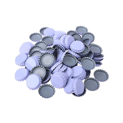 100PCS Tinplate Beer Bottle Caps Craft Beer Bottling Caps Oxygen Absorbing Seal Beer Bottle Caps DIY Home Brewing Tool(Purple) - color: Purple