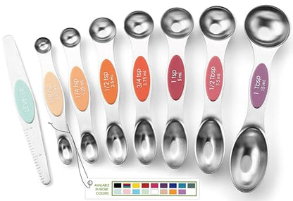 Spring Chef Stainless Steel Metal Magnetic Measuring Spoons Set of 8 with Leveler, Heavy Duty Nesting Teaspoon & Tablespoon Measuring Spoons, Kitchen Gadgets for Baking & Cooking - Desert Sunset - color: Desert Sunset, size: 1-Pack