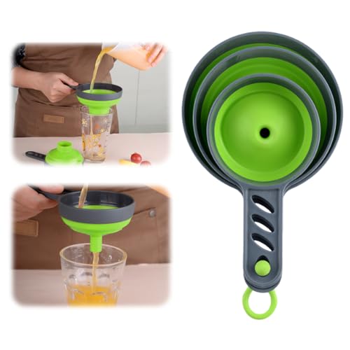 Upgrade Kitchen Funnel Set 3 Pack, Small and Large, Kitchen Gadgets Accessories Silicone Funnels for Filling Water Bottle Liquid Transfer Food Grade (B) - color: B
