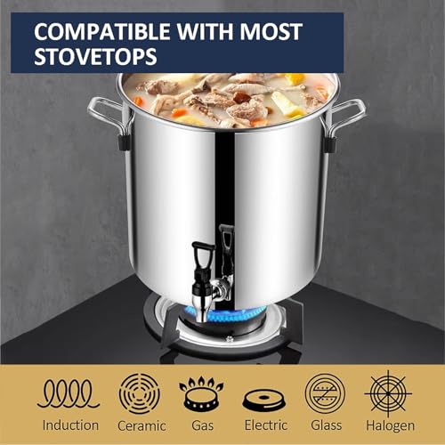 Stainless Steel Home Brew Kettle with Spigot & Lid - Heavy-Duty Stock Pot for Brewing, Perfect for Home & Outdoor Brewing Supplies, Durable Milk Can - size: 45L/42.3QT