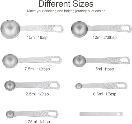 Measuring Cups and Spoons Set 14, Metric & US 18/8 Stainless Steel Measuring Cups and Spoons Set, Dry & Liquid Metal 6 Measure Cups & 7 Measure Spoons w/Leveler for Kitchen & Baking - color: Siliver