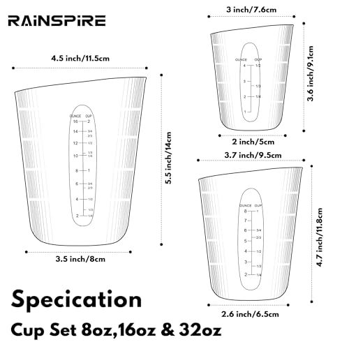 Rainspire Upgraded 3 Piece Silicone Measuring Cup Sets Squeeze & Pour Liquid Measuring Cups Flexible Chocolate Melting Cup Baking Supplies Chef Gifts