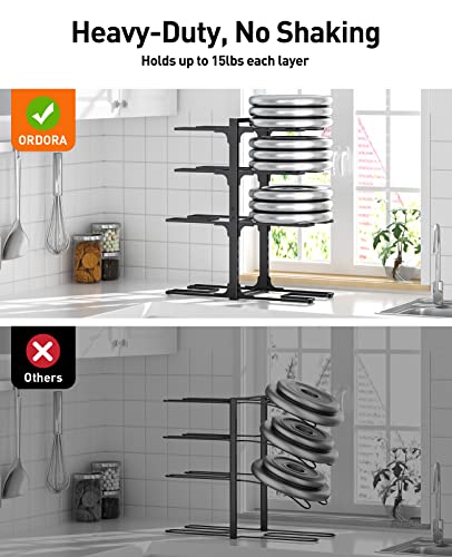 ORDORA Pots and Pans Organizer: under Cabinet, 20.8" Height Heavy Duty 120LBS Pots Pans Organizer Rack for under Cabinet 8-Tier Adjustable for Big Stockpots, Dutch Oven, Cast-iron Pans, Heavy Cookware - style: L-21"H-HeavyDuty