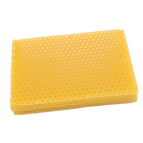 LUCKDANO Premium Beeswax Candle Sheets 20Pcs Soft Cuttable DIY Candle Making Foundation for Beekeeping and Crafting Natural Beeswax Material