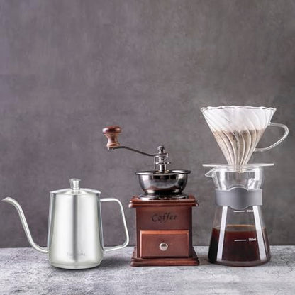 Easyworkz Gooseneck Pour Over Coffee Kettle 30 fl oz with Thermometer Stainless Steel Hand Drip Coffee Pot With Long Narrow Spout,Suitable for Induction Cookers - color: Silver